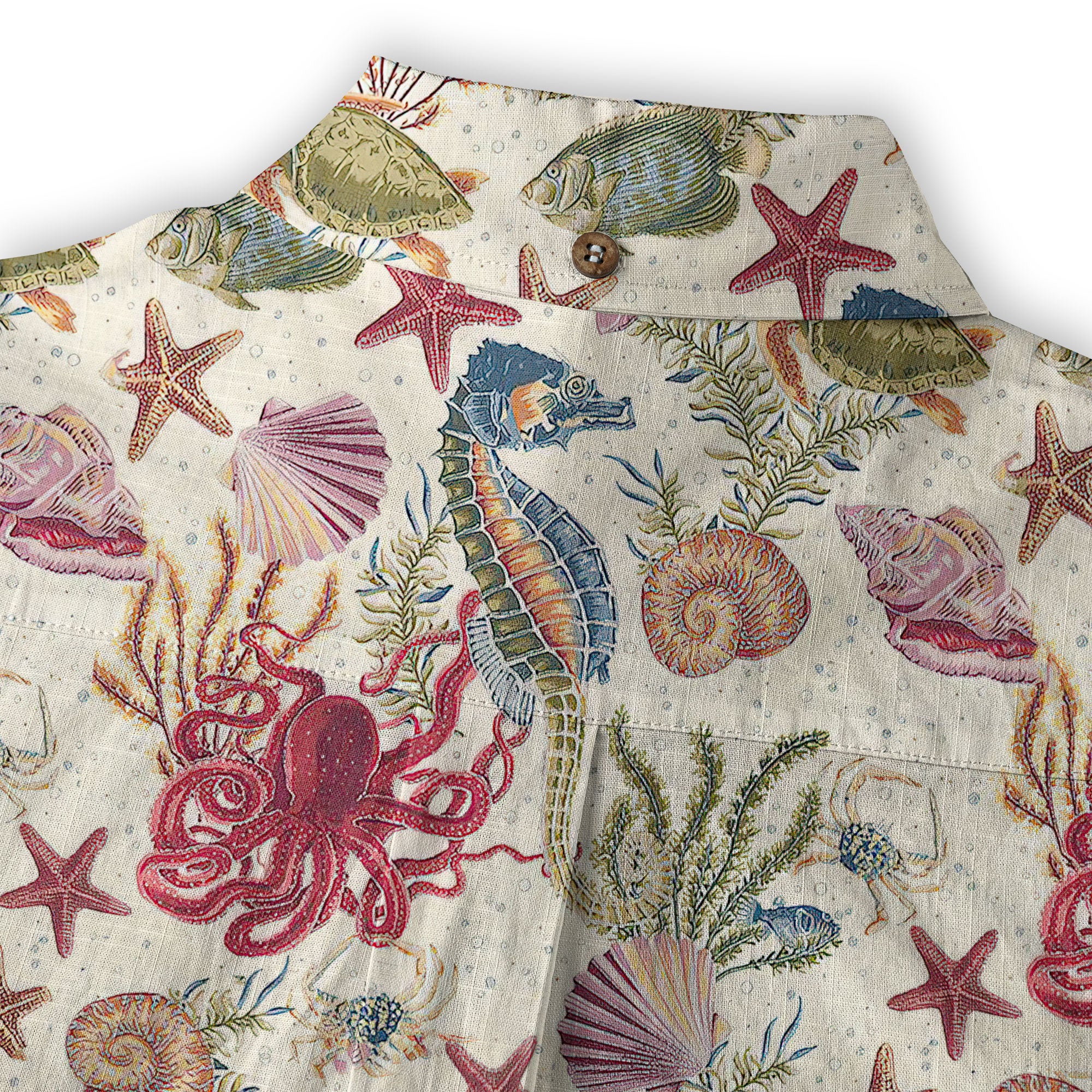 Vintage Ocean Print Hawaiian Shirts for Men Women, Sea Animal Aloha Summer Beach Shirt - The Palmix