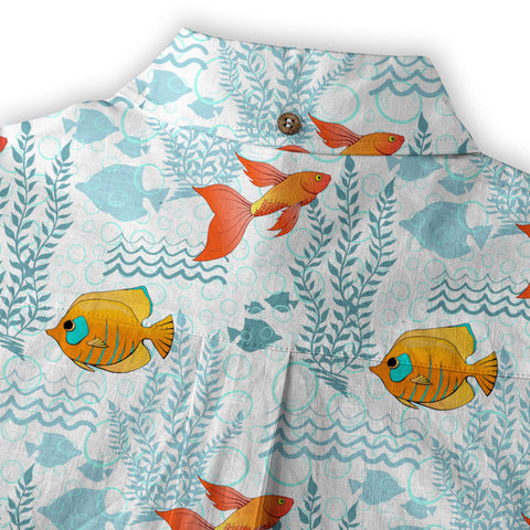 Sea Ocean Animals Women's Hawaiian Shirt, Ocean Fish Print - The Palmix
