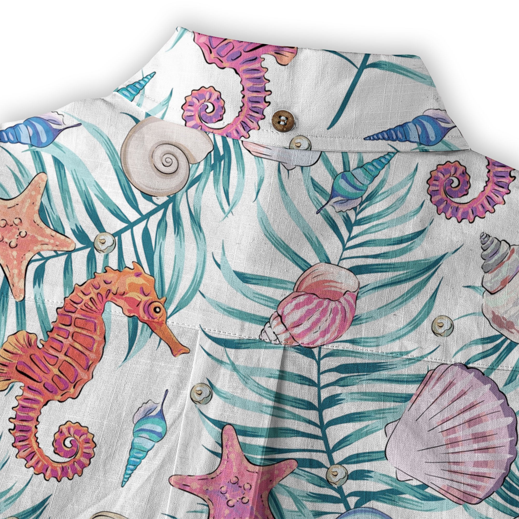 Ocean Animals Women's Hawaiian Shirt, Ocean Aloha Hawaiian Print - The Palmix