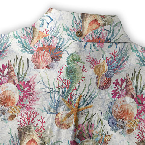 Ocean Animals Hawaiian Button Up Shirt, Sea Hawaii Shirt - The Palmix