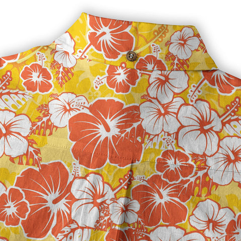 Hibiscus Floral Pattern Hawaiian Button Up Shirt, Sea Hawaii Shirt - The Palmix