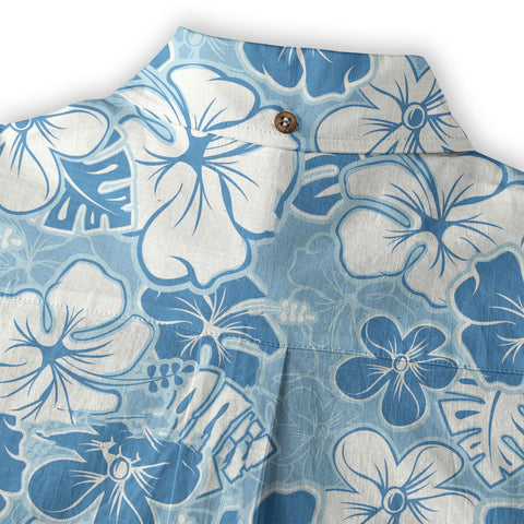 Hibiscus Floral Pattern Hawaiian Button Up Shirt, Sea Hawaii Shirt - The Palmix