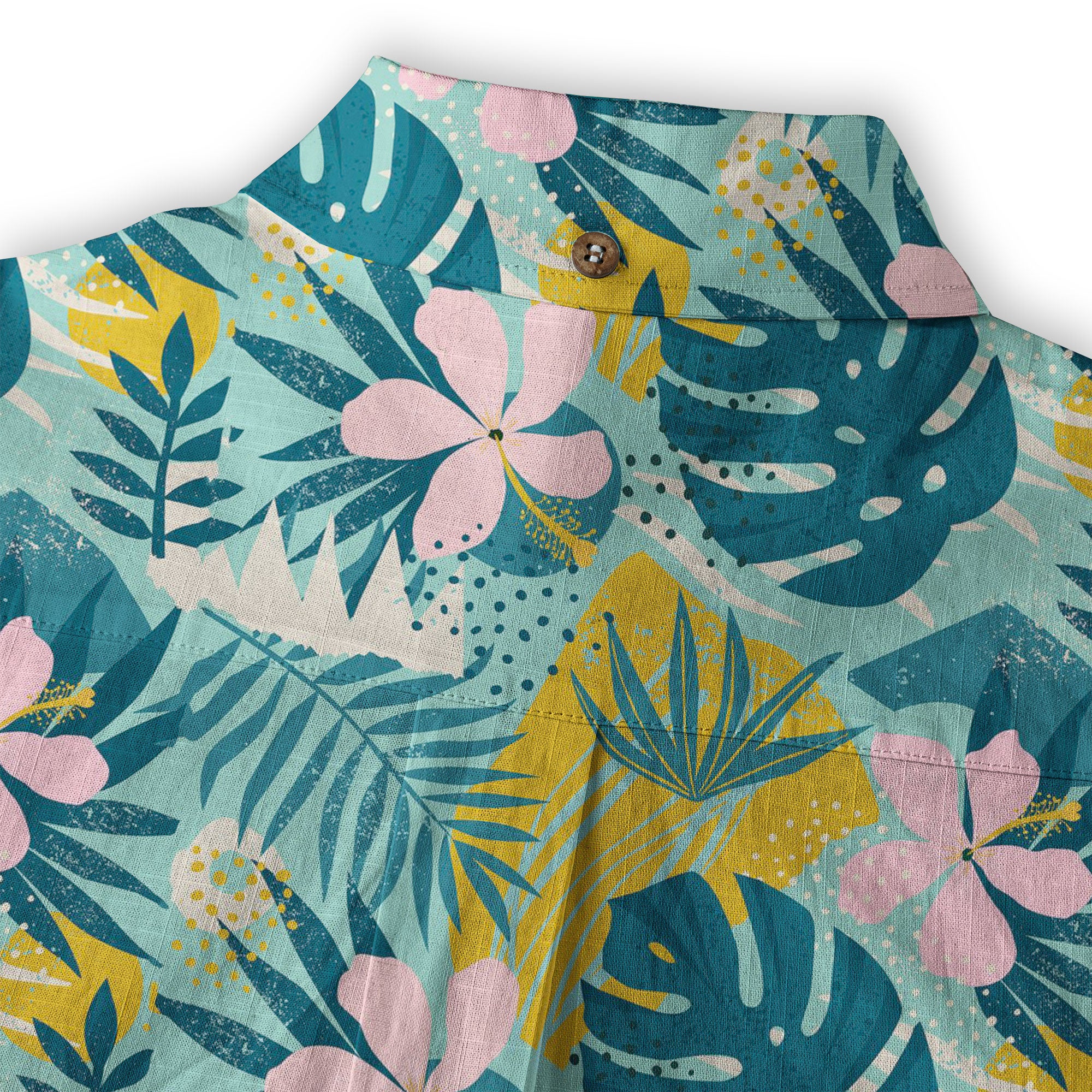 Hibiscus Floral Pattern Hawaiian Button Up Shirt, Sea Hawaii Shirt - The Palmix