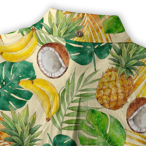 Tropical Fruits Aloha Hawaiian Button Up Shirt, Summer Beach Aloha Hawaii Shirt - The Palmix