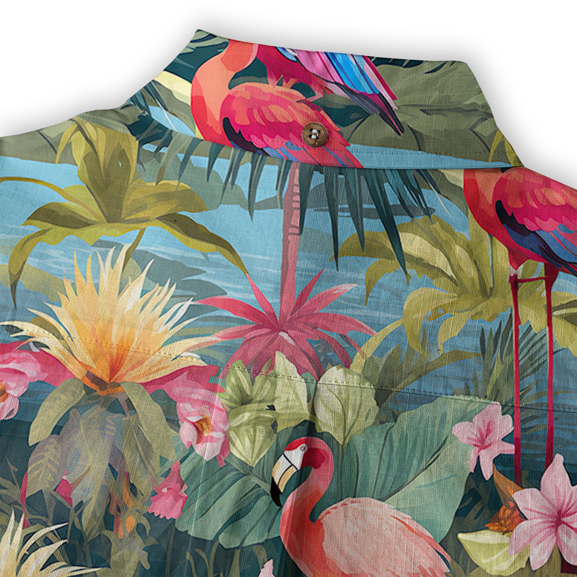 Flamingo Classic Aloha Hibiscus Hawaiian Shirt, Luau Party Outfit, Vacation Beachwear - The Palmix