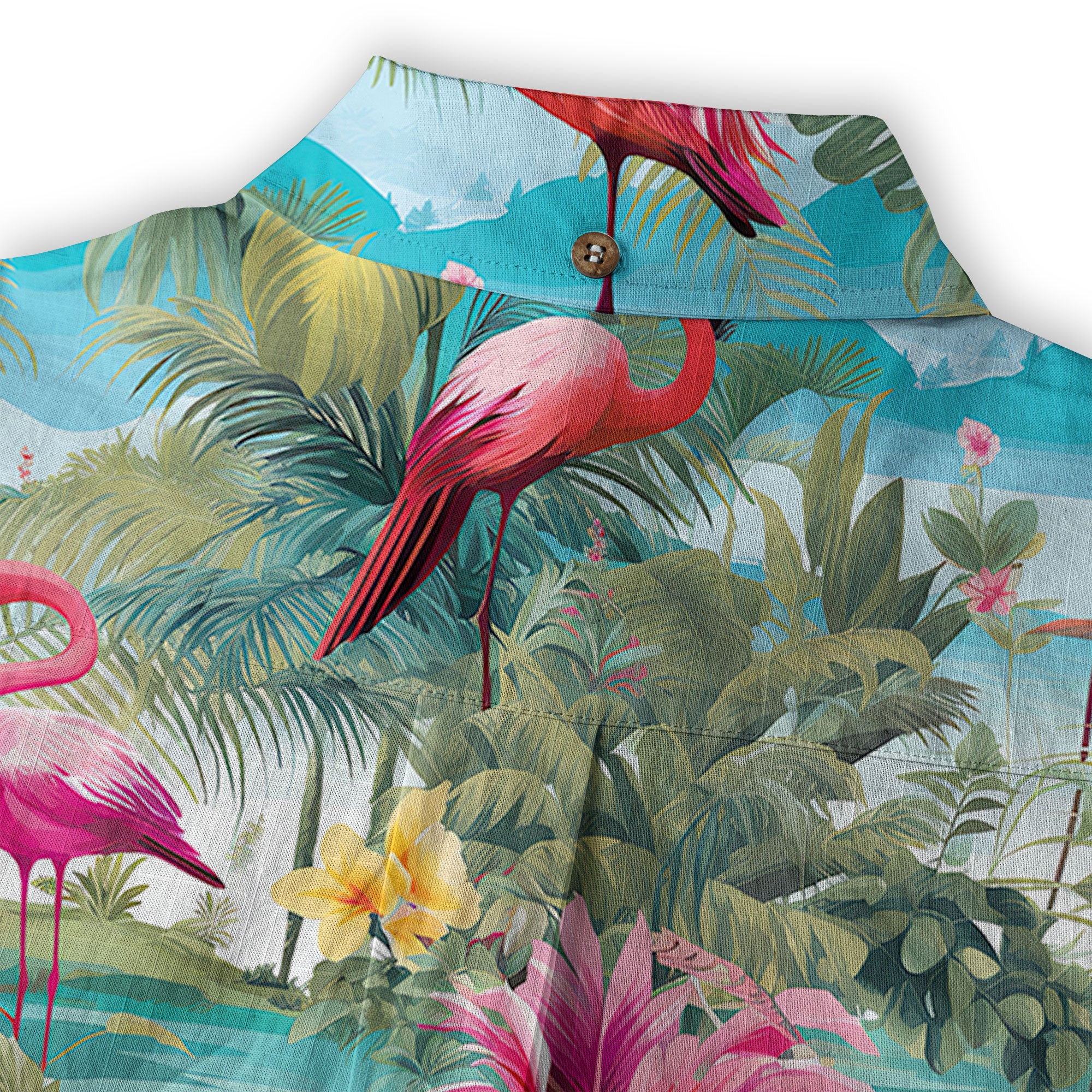 Colorful Flamingo Palm Leaf Hawaiian Shirt, Vintage Aloha Shirt, Island Vacation Wear - The Palmix