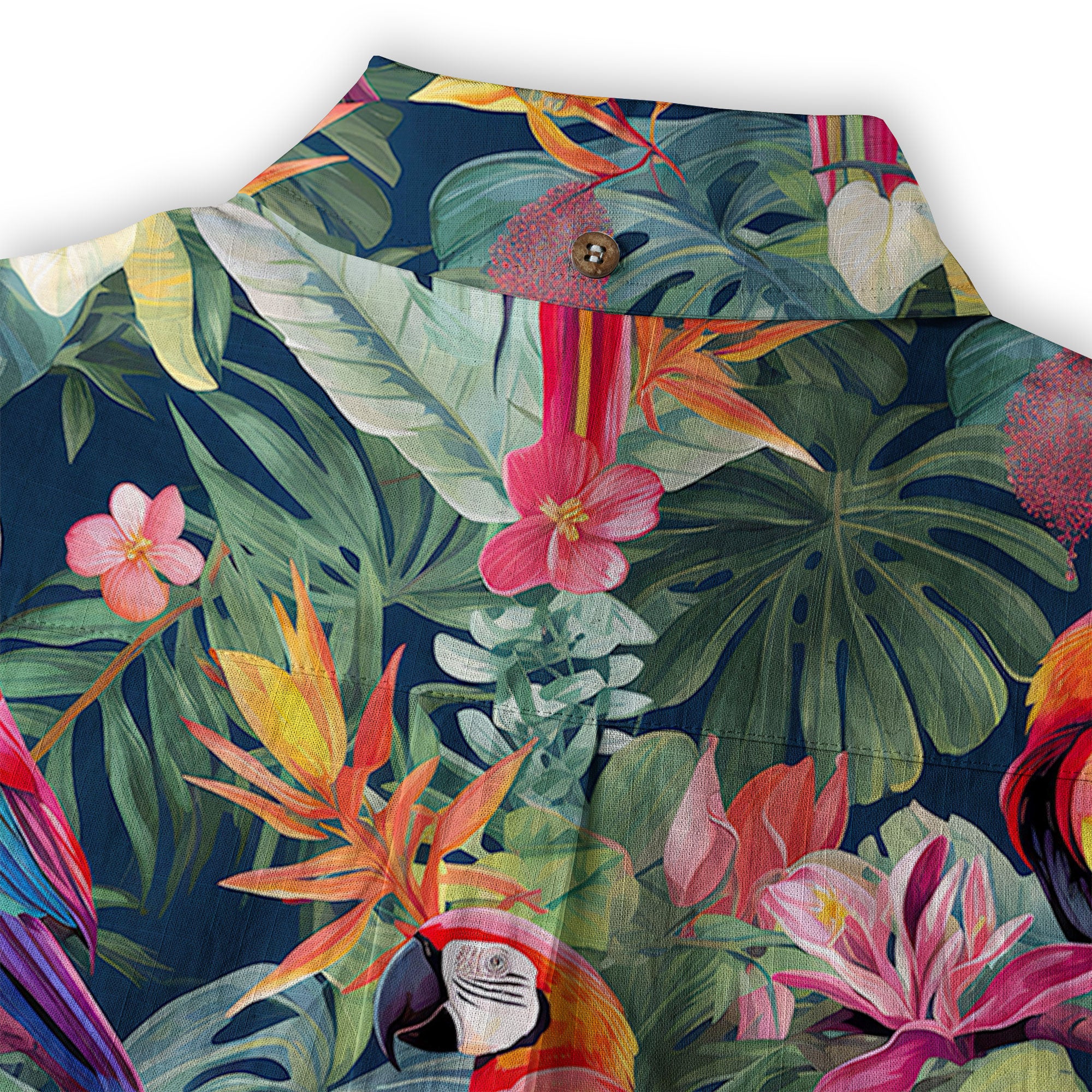 Colorful Flamingo Palm Leaf Hawaiian Shirt, Vintage Aloha Shirt, Island Vacation Wear - The Palmix