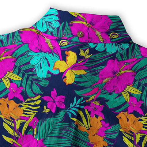 Electric Jungle Paradise Hawaiian Shirt, Colorful Tropical Beach Aloha Shirt, Hawaiian Summer Vibes Hawaiian Shirt - The Palmix