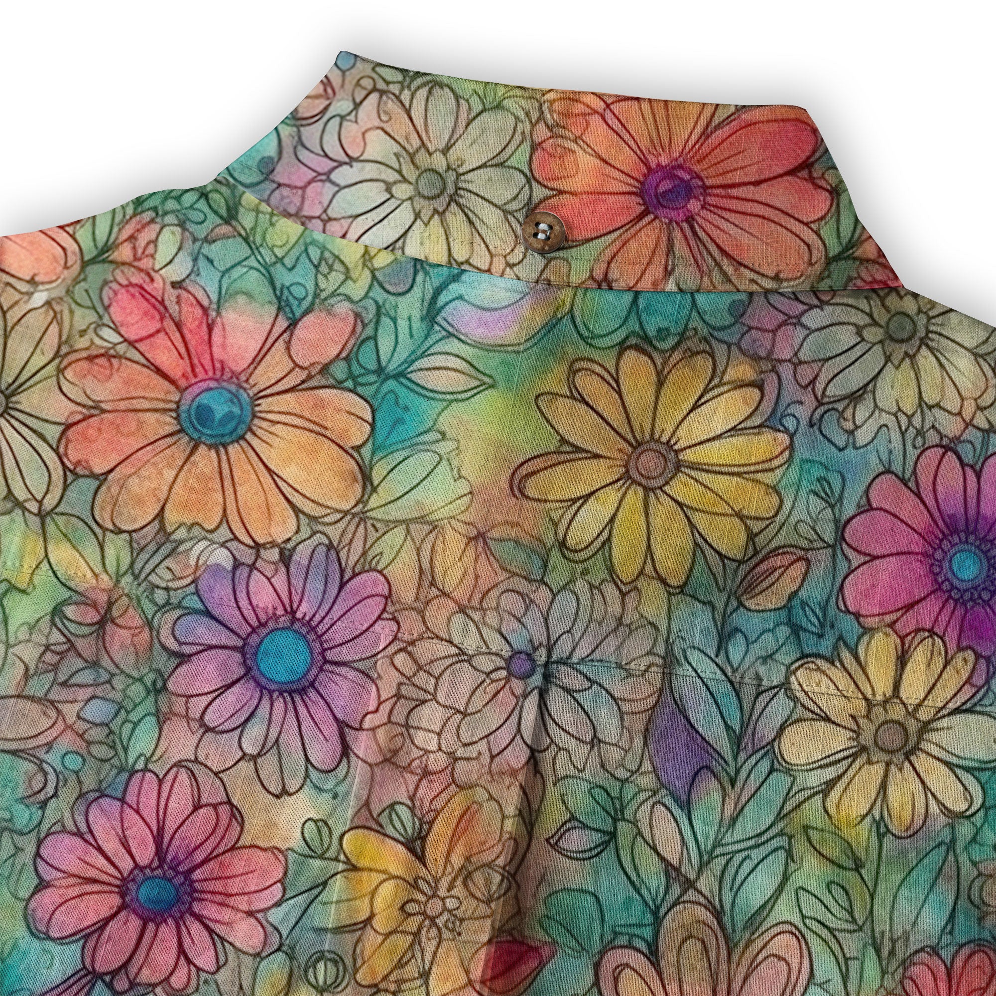 Colorful Hippie Flowers Patterns Hawaii Shirt, Groovy Floral Pattern Hawaiian Shirt for Men Women - The Palmix