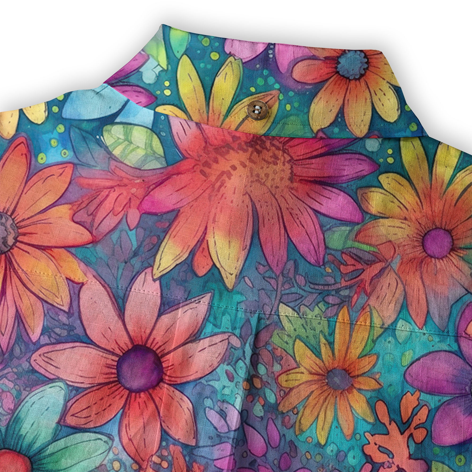 Colorful Hippie Flowers Patterns Hawaii Shirt, Groovy Floral Pattern Hawaiian Shirt for Men Women - The Palmix