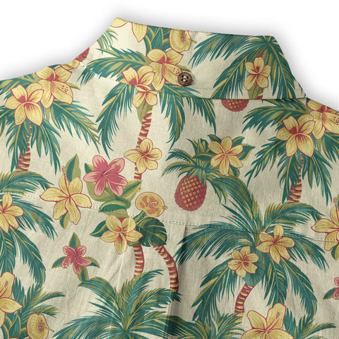 Tropical Garden Blossom Hawaii Shirt, Exotic Hawaiian Button Down Shirt - The Palmix