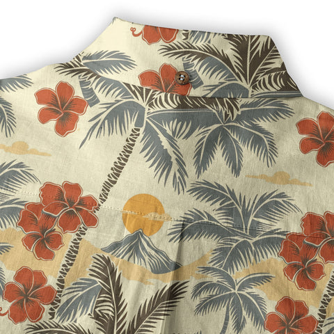 Retro Aloha Hibiscus Flowers Hawaii Shirt, Floral Hawaiian Button Down Shirt - The Palmix