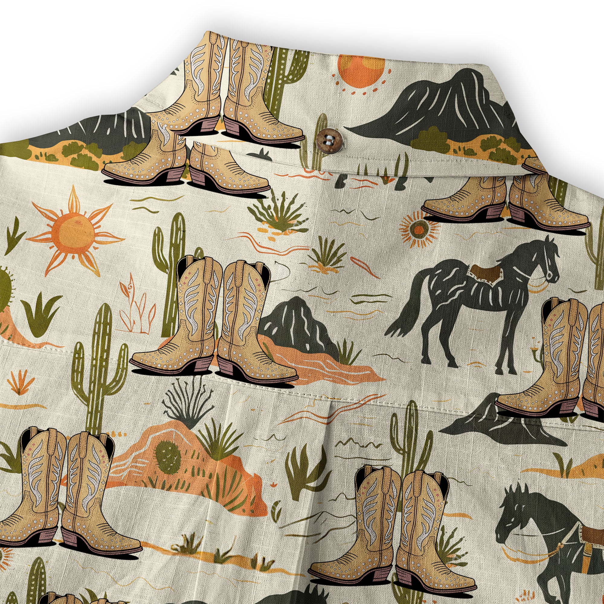 Western Hawaiian Shirt Boots on the Ground Hawaiian Cowboy Cowgirl Shirt - The Palmix