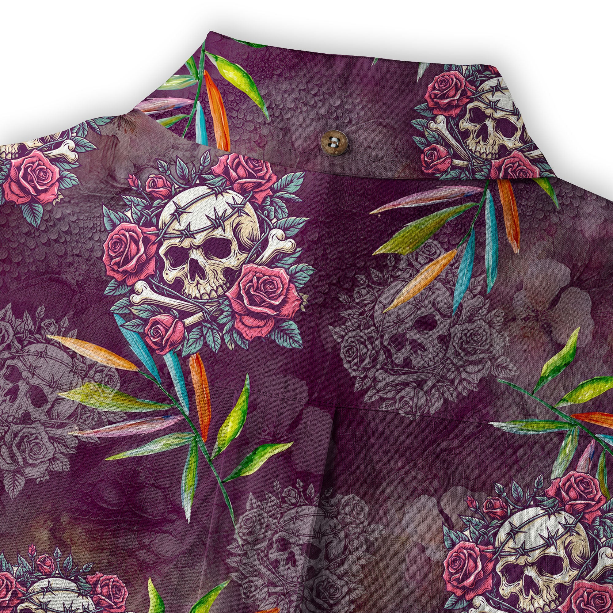Allover Skull Hawaiian Shirt Floral Skull Rose Pinapple Hawaiian - The Palmix