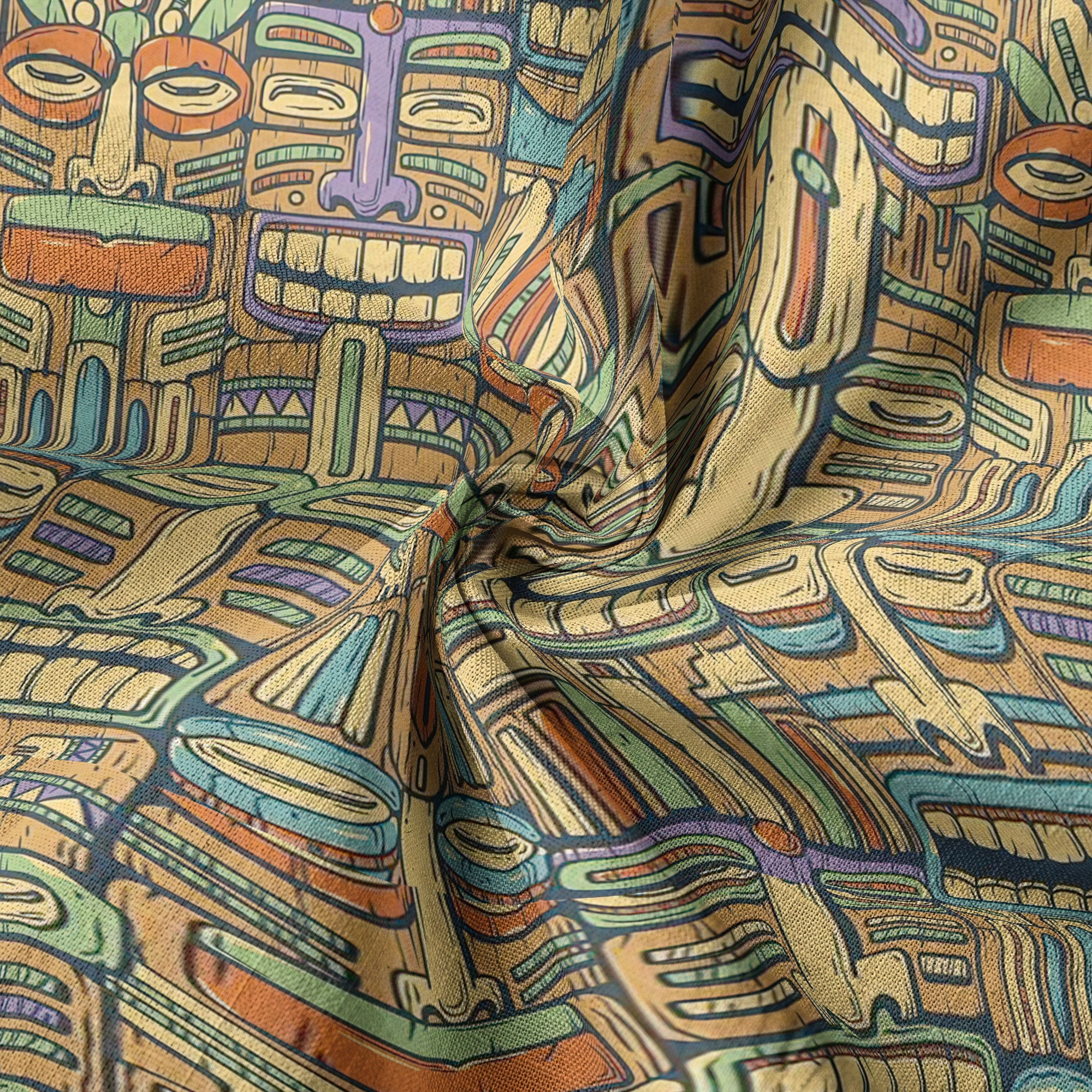 Tropical Tiki Mask Hawaiian Shirts, Flamingo Hawaii Button Down Shirt - The Palmix