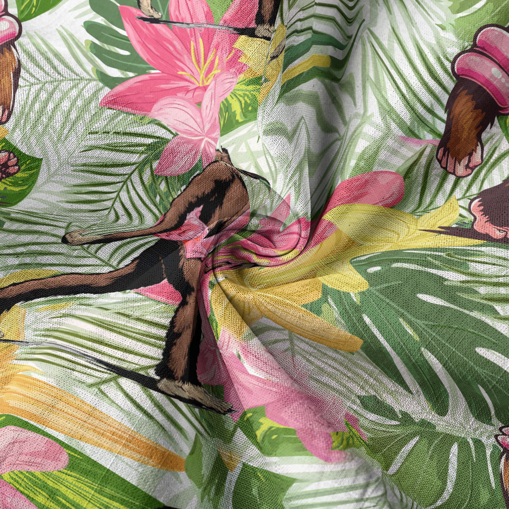 Tropical Bigfoot Hawaiian Shirt Men Women, Bigfoot Flamingo Hawaiian Shirt Summer Beach Aloha Short Sleeve Button Down - The Palmix