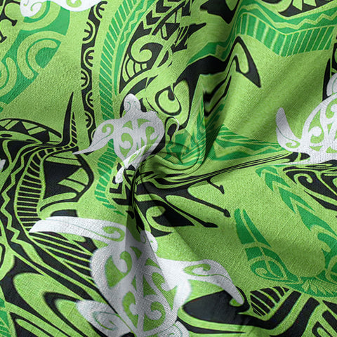 Turtle Floral Aloha Beach Shirt, Green Polynesian Ocean Turtle Shirt - The Palmix