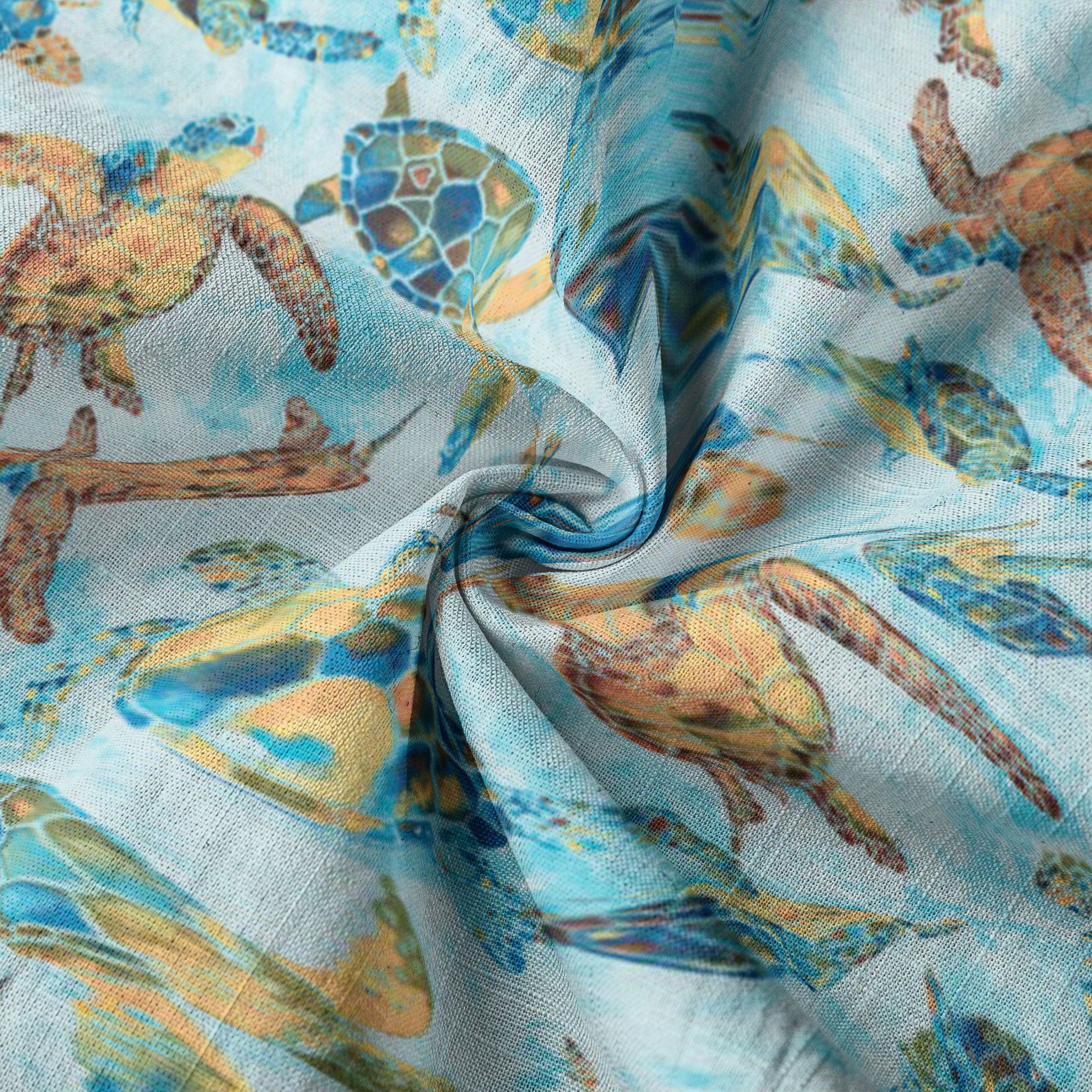 Turtle Floral Aloha Beach Shirt, Blue Ocean Turtle Hawaii Shirt - The Palmix