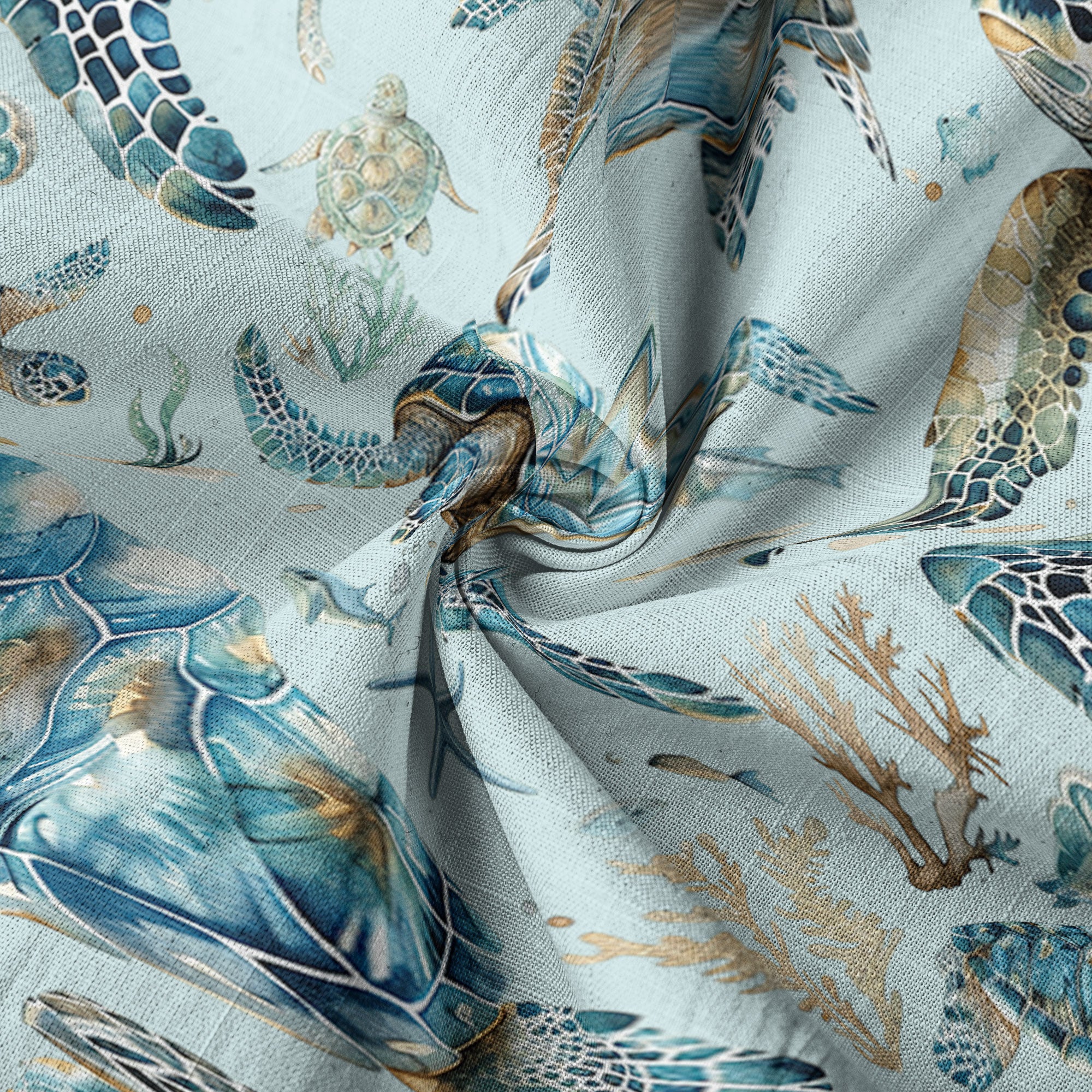 Blue Tribal Sea Turtle Hawaiian Shirt, Aloha Tropical Summer Beach Button Up Shirt - The Palmix