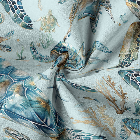 Blue Tribal Sea Turtle Hawaiian Shirt, Aloha Tropical Summer Beach Button Up Shirt - The Palmix