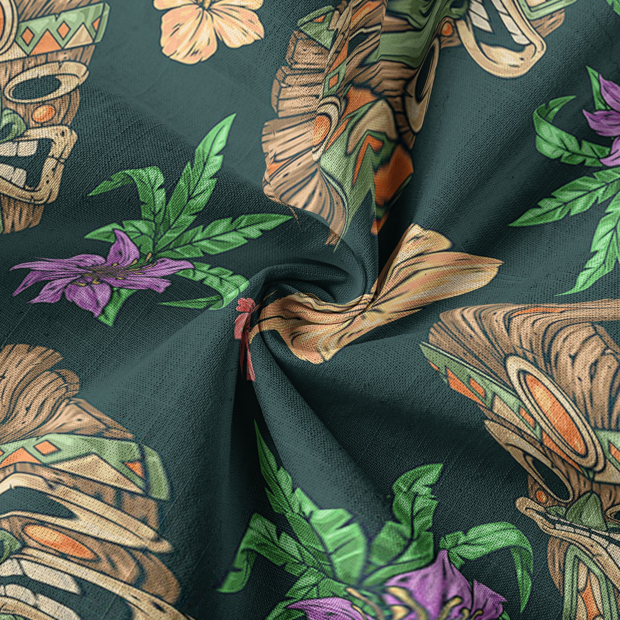 Tiki Mask Pattern Hawaiian Shirt, Tiki Floral Pattern Hawaii Shirt - The Palmix