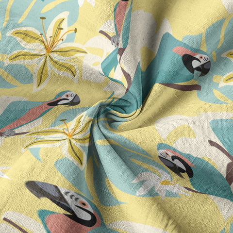 Tropical Parrot Summer Hawaiian Button Down Shirt, Parrot Flowers Pattern Hawaii Shirt - The Palmix