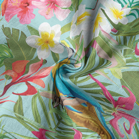 Tropical Parrot Summer Hawaiian Button Down Shirt, Parrot Flowers Pattern Hawaii Shirt - The Palmix