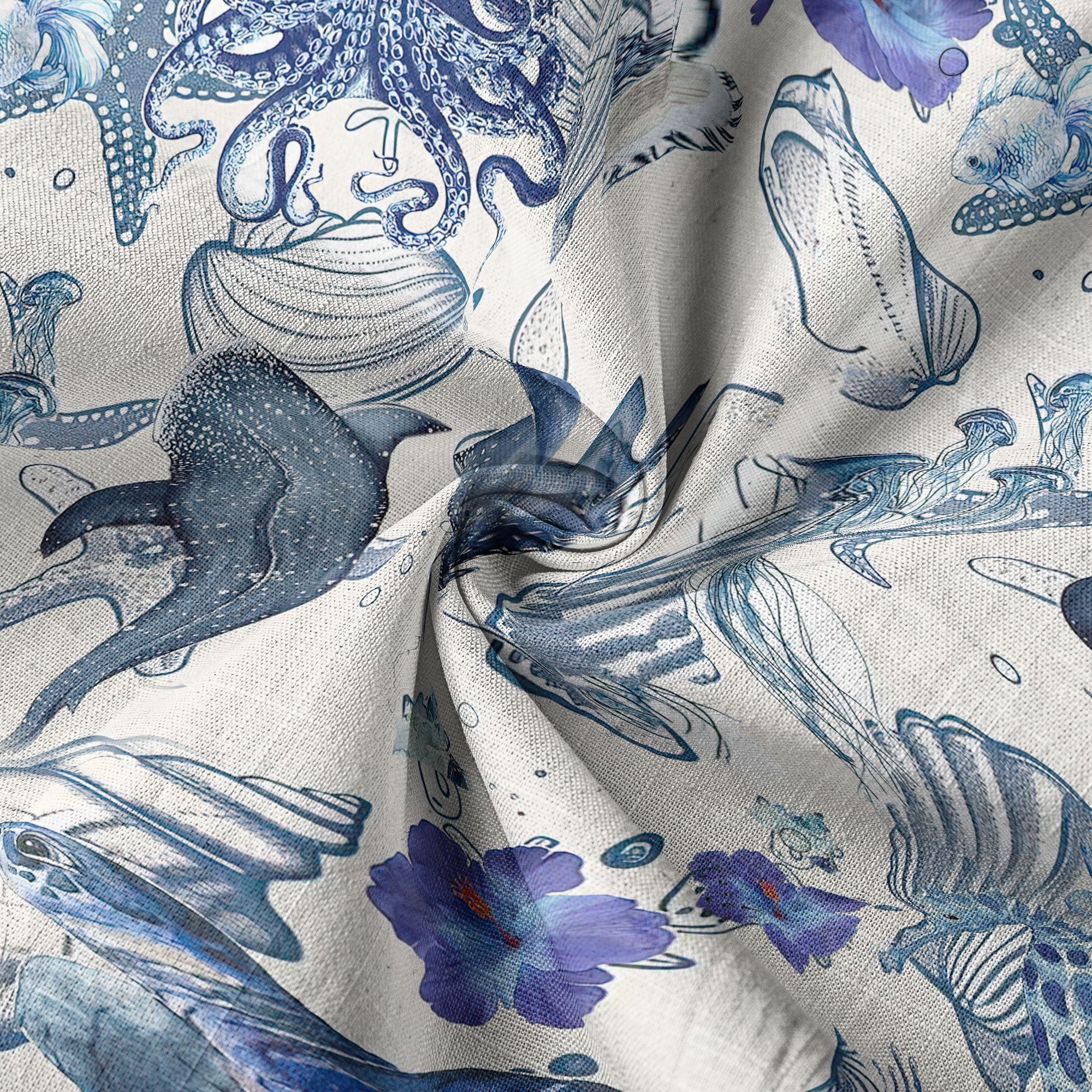 Vintage Ocean Print Hawaiian Shirts for Men Women, Sea Animal Aloha Summer Beach Shirt - The Palmix