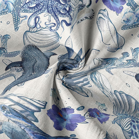 Vintage Ocean Print Hawaiian Shirts for Men Women, Sea Animal Aloha Summer Beach Shirt - The Palmix