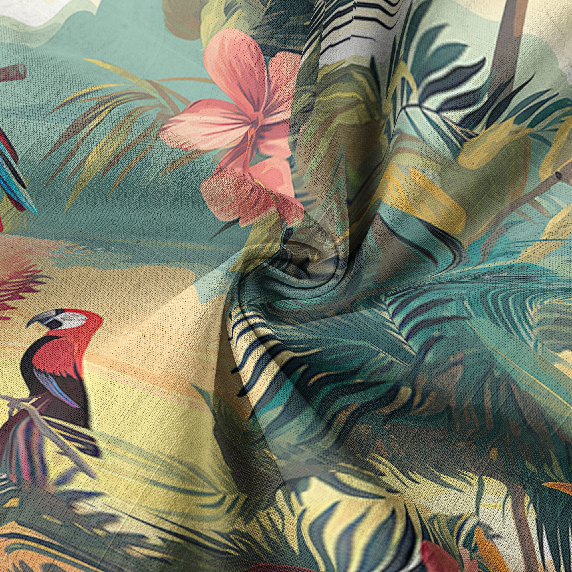 Flamingo Classic Aloha Hibiscus Hawaiian Shirt, Luau Party Outfit, Vacation Beachwear - The Palmix