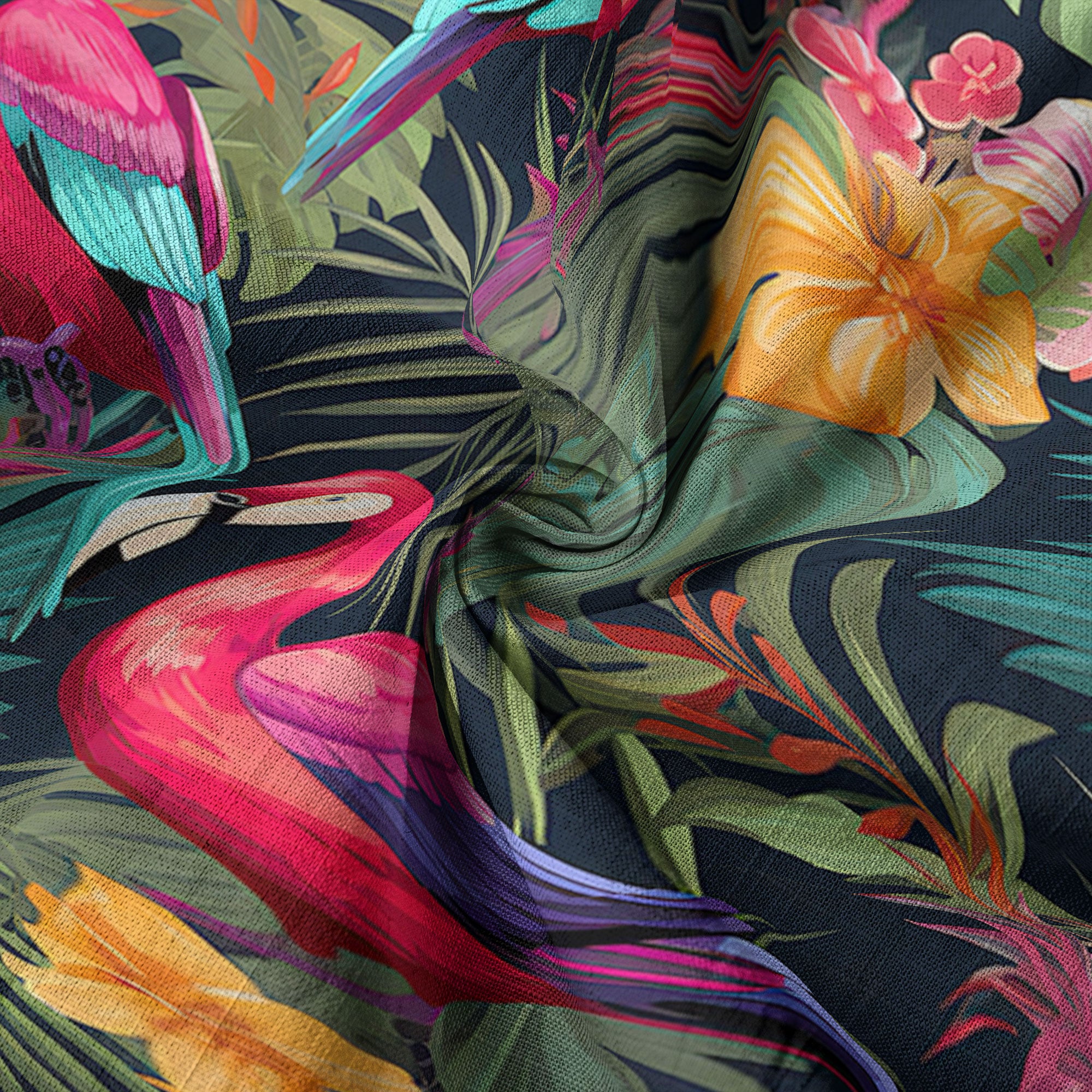 Flamingo Classic Aloha Hibiscus Hawaiian Shirt, Luau Party Outfit, Vacation Beachwear - The Palmix
