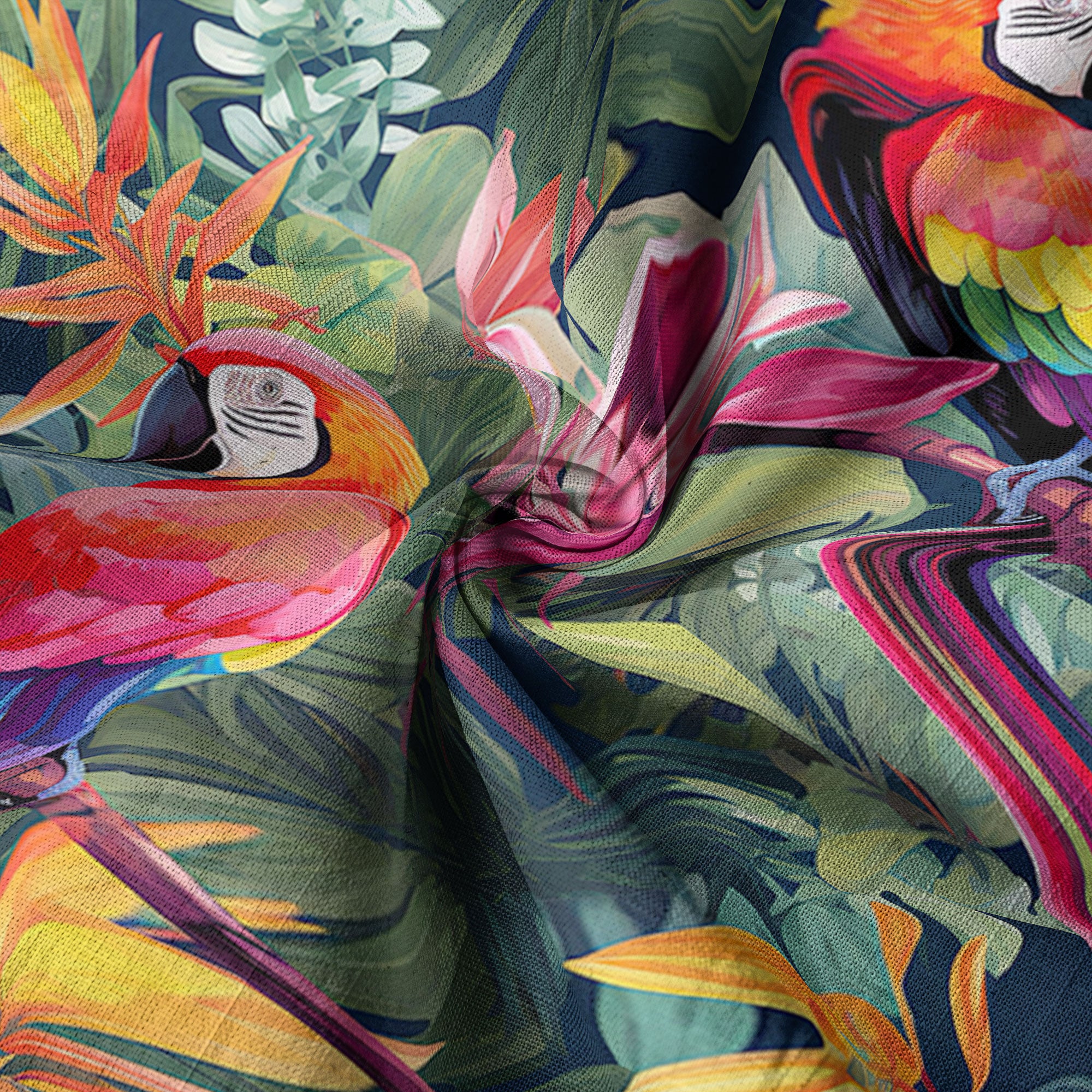 Colorful Flamingo Palm Leaf Hawaiian Shirt, Vintage Aloha Shirt, Island Vacation Wear - The Palmix