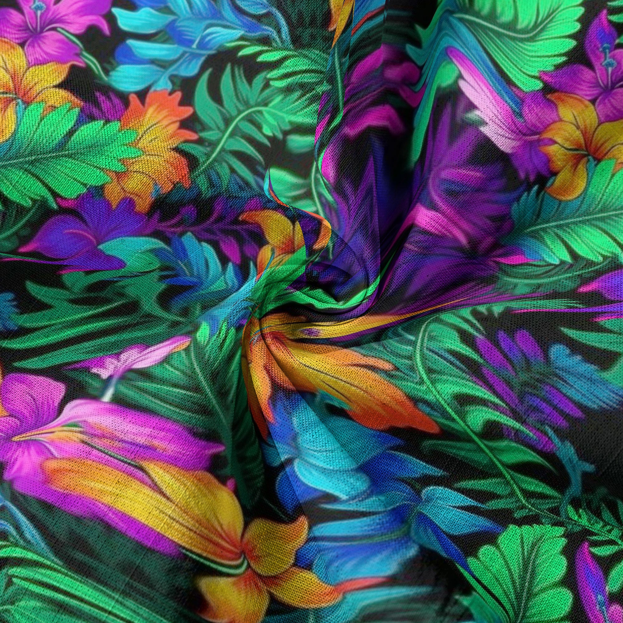 Tropical Sunset Surf & Palm Hawaiian Shirt – Vibrant Island Look – Electric Beach Pattern Aloha Hawaii Shirt - The Palmix