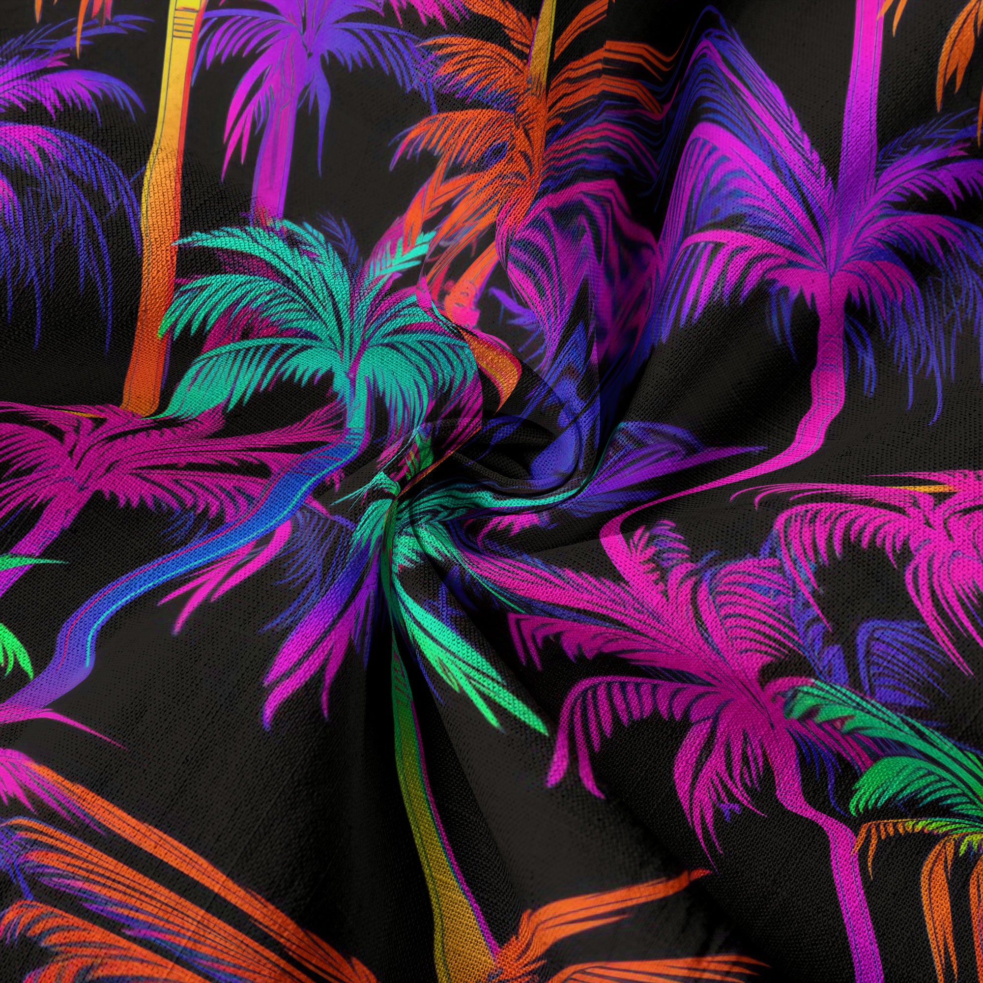 Tropical Sunset Surf & Palm Hawaiian Shirt – Vibrant Island Look – Electric Beach Pattern Aloha Hawaii Shirt - The Palmix
