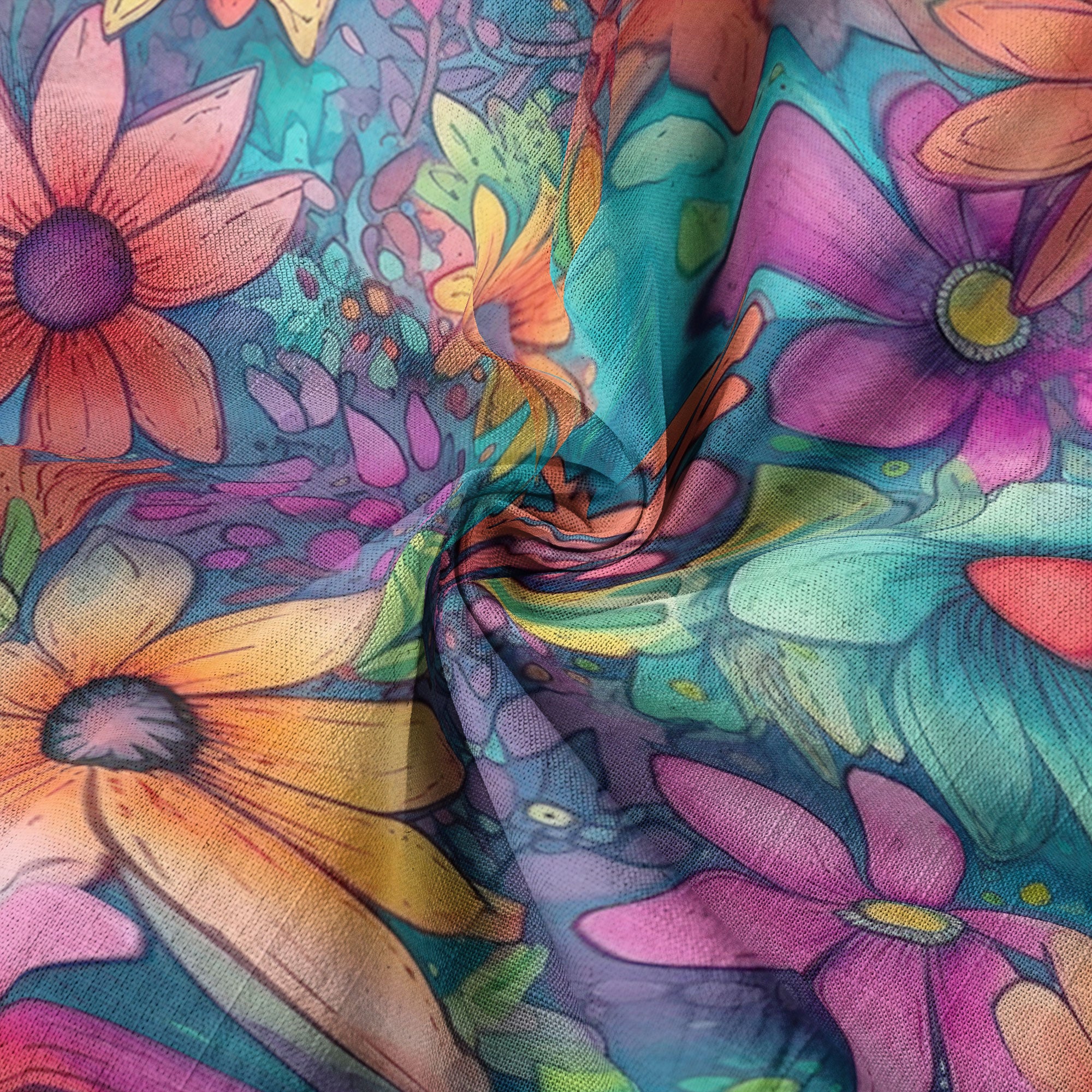 Colorful Hippie Flowers Patterns Hawaii Shirt, Groovy Floral Pattern Hawaiian Shirt for Men Women - The Palmix