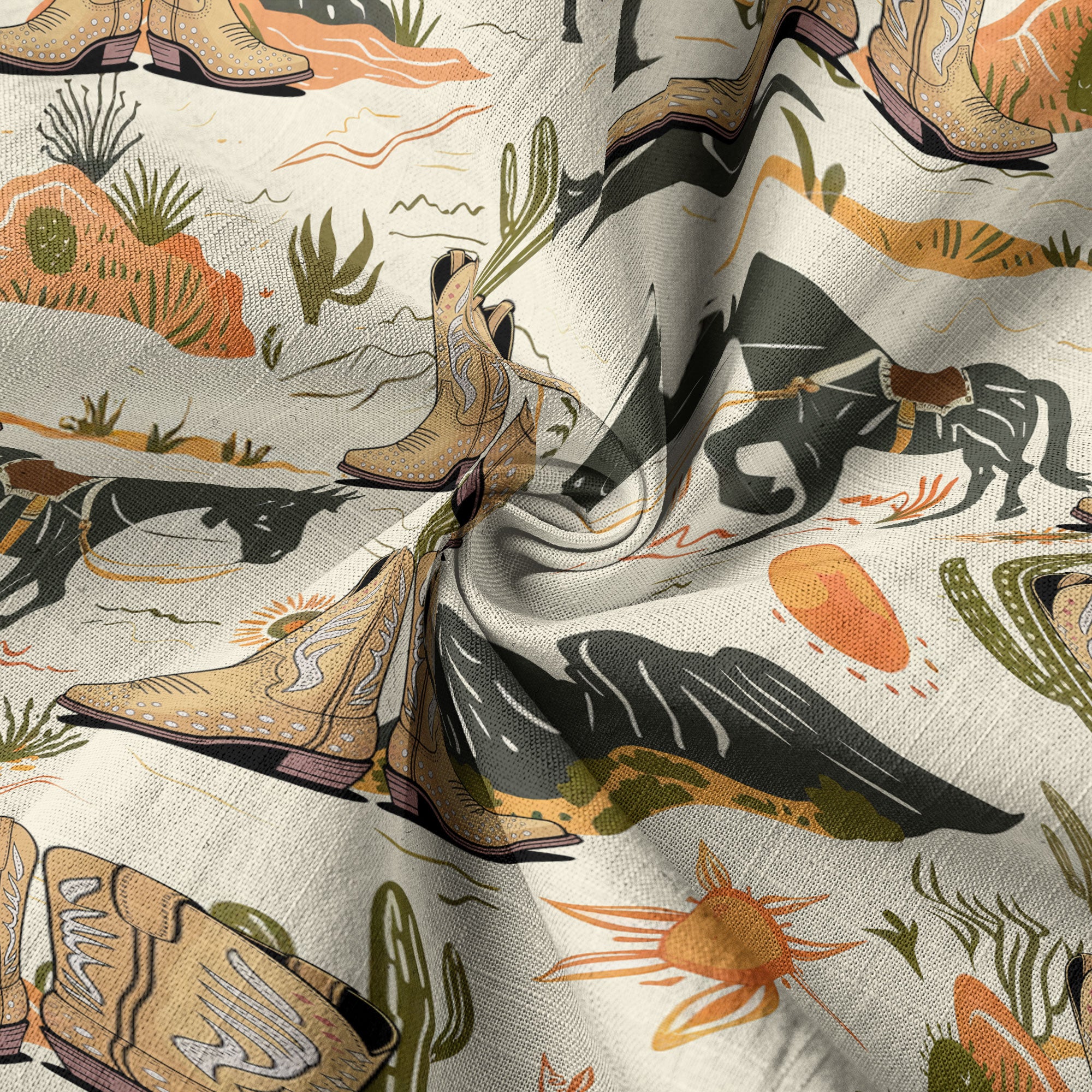 Western Hawaiian Shirt Boots on the Ground Hawaiian Cowboy Cowgirl Shirt - The Palmix