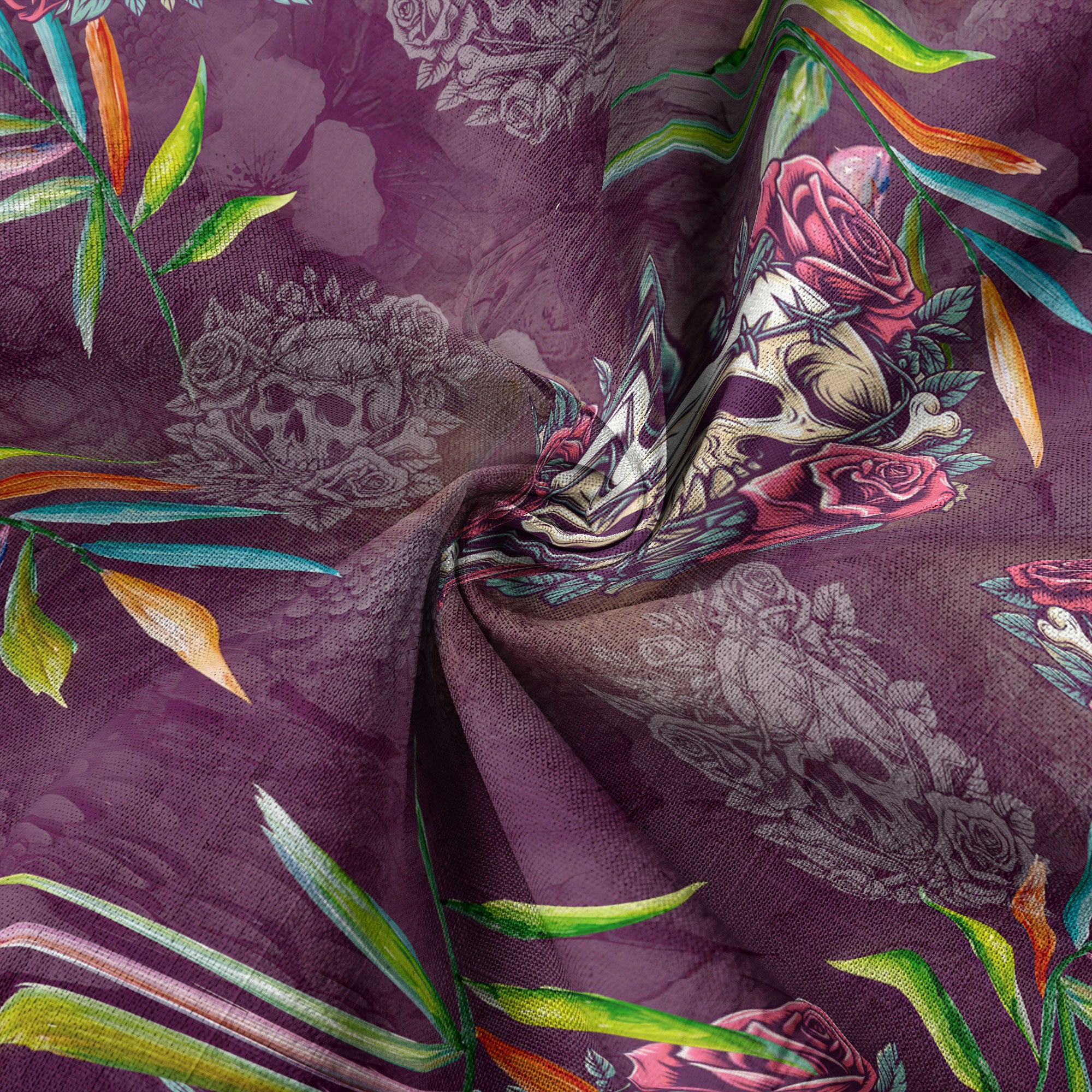 Allover Skull Hawaiian Shirt Floral Skull Rose Pinapple Hawaiian - The Palmix