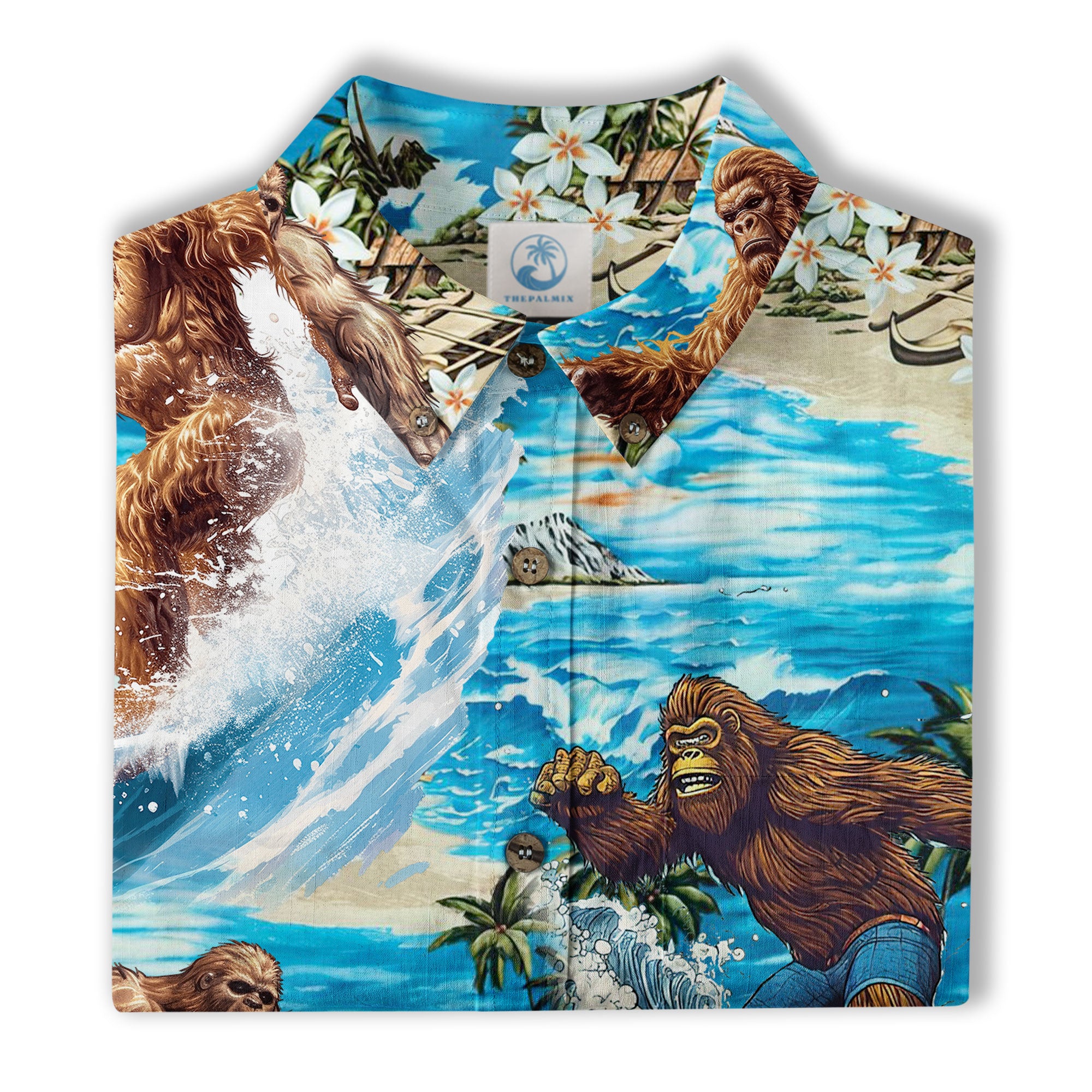 Bigfoot Men's Aloha Hawaiian Shirt, Funny Sasquatch Unisex Short Sleeve Button Shirt - The Palmix