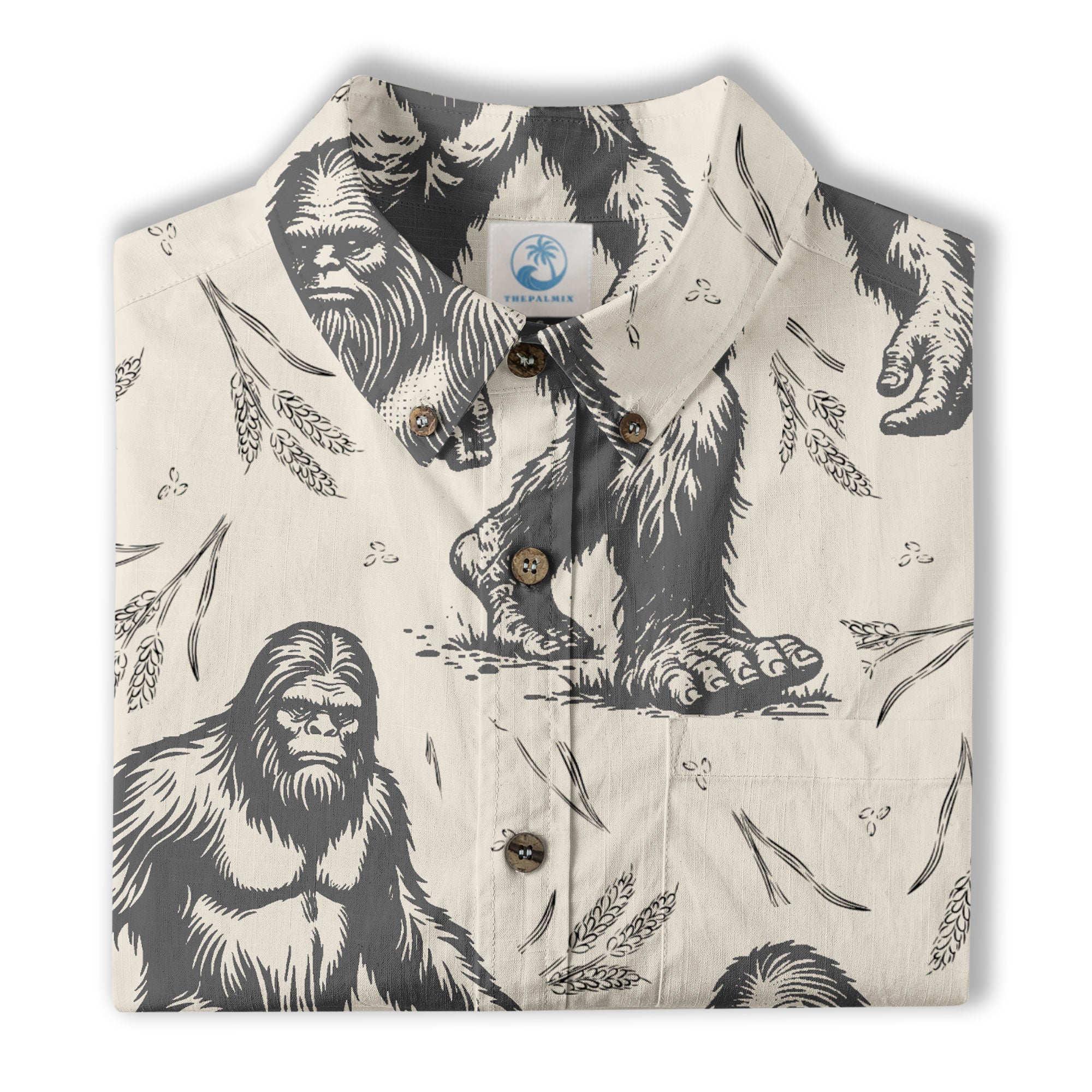 Bigfoot Men's Aloha Hawaiian Shirt, Funny Sasquatch Unisex Short Sleeve Button Shirt - The Palmix