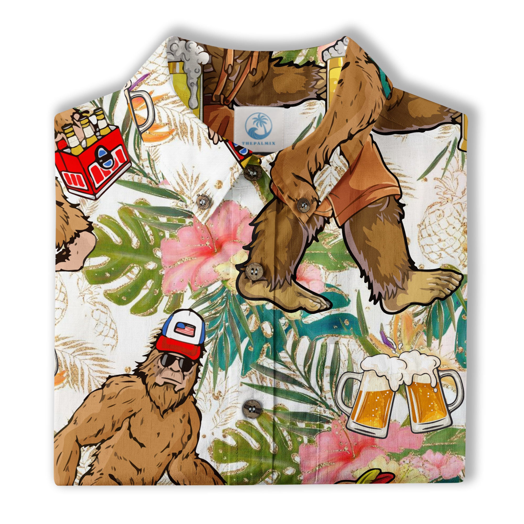Bigfoot Beer Hawaiian Shirt, Tropical Beer Hawaiian Shirt Casual Button Down Short Sleeve Shirt - The Palmix