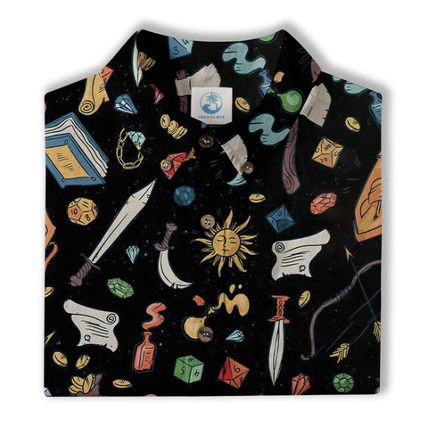 DnD Hawaii Shirt, Dice Print Shirt, Dungeon Master Gift, Roleplaying Game Aloha Hawaii Shirt - The Palmix