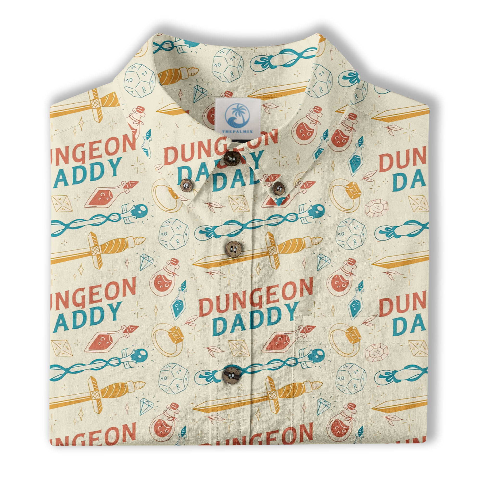 Dungeon Daddy Shirt, DnD Aloha Hawaiian Shirt, DnD Dad Hawaii Button Down Shirt - The Palmix