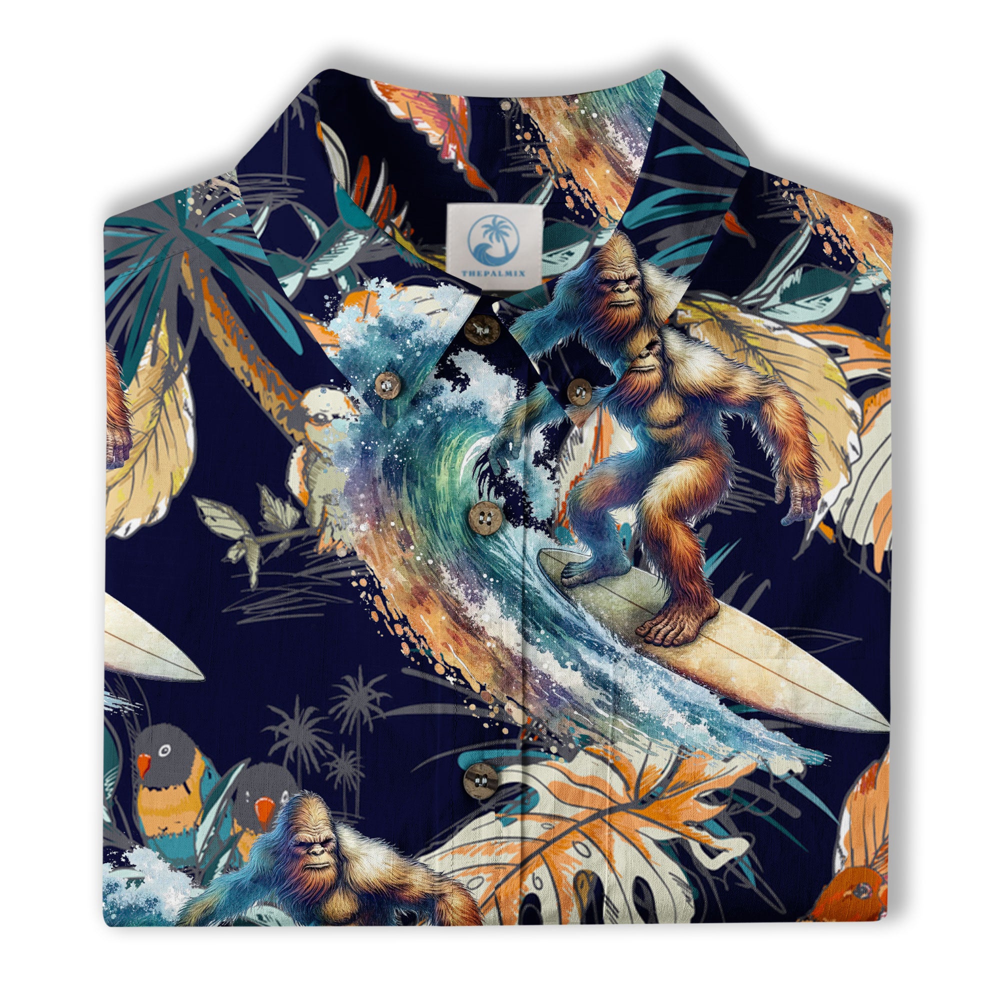 Camo Bigfoot Hawaiian Shirt Men Women, Hibiscus Bigfoot Sasquatch Hawaiian Shirt, Bigfoot Summer Beach Aloha Short Sleeve Button Down - The Palmix