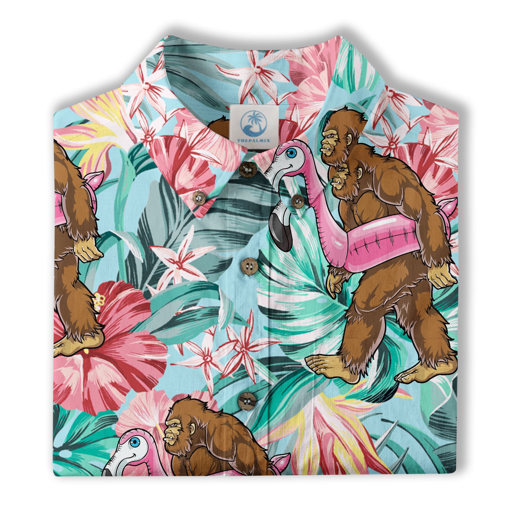 Bigfoot Tropical Hawaiian Shirt, Bigfoot Button-Up Shirt, Sasquatch Bigfoot Shirt, Summer Beach Shirt - The Palmix