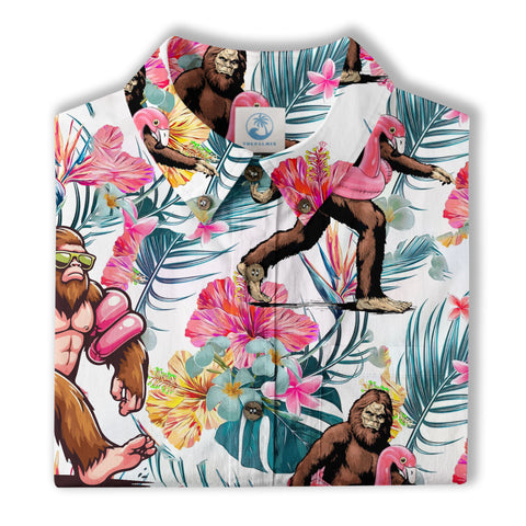 Bigfoot Tropical Hawaiian Shirt, Bigfoot Button-Up Shirt, Sasquatch Bigfoot Shirt, Summer Beach Shirt - The Palmix