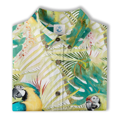 Parrot Lovers Hawaiian Shirt for Men - Tropical Summer Button Down Hawaiian Shirts - The Palmix