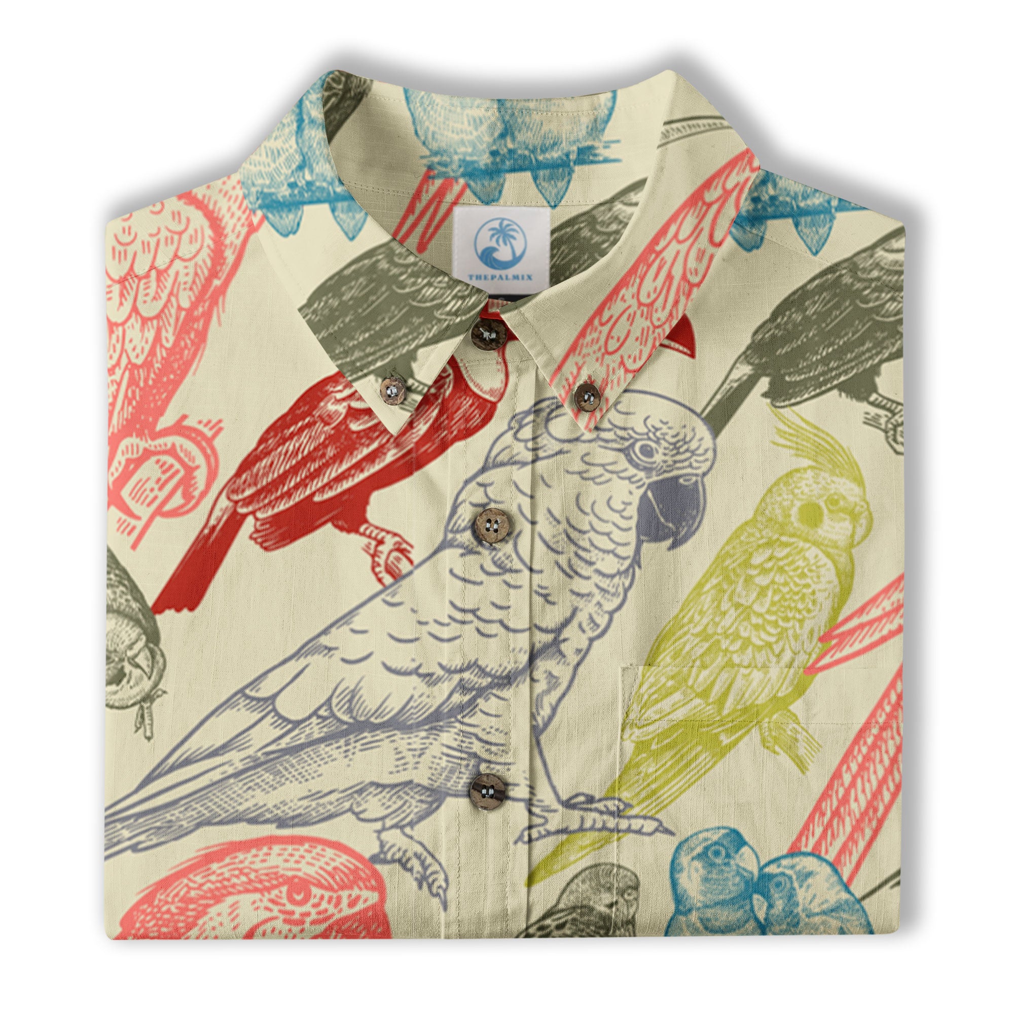 Parrot Hawaiian Shirt, Tropical Hawaiian Shirt, Parrot Summer Hawaiian Beach Shirt - The Palmix