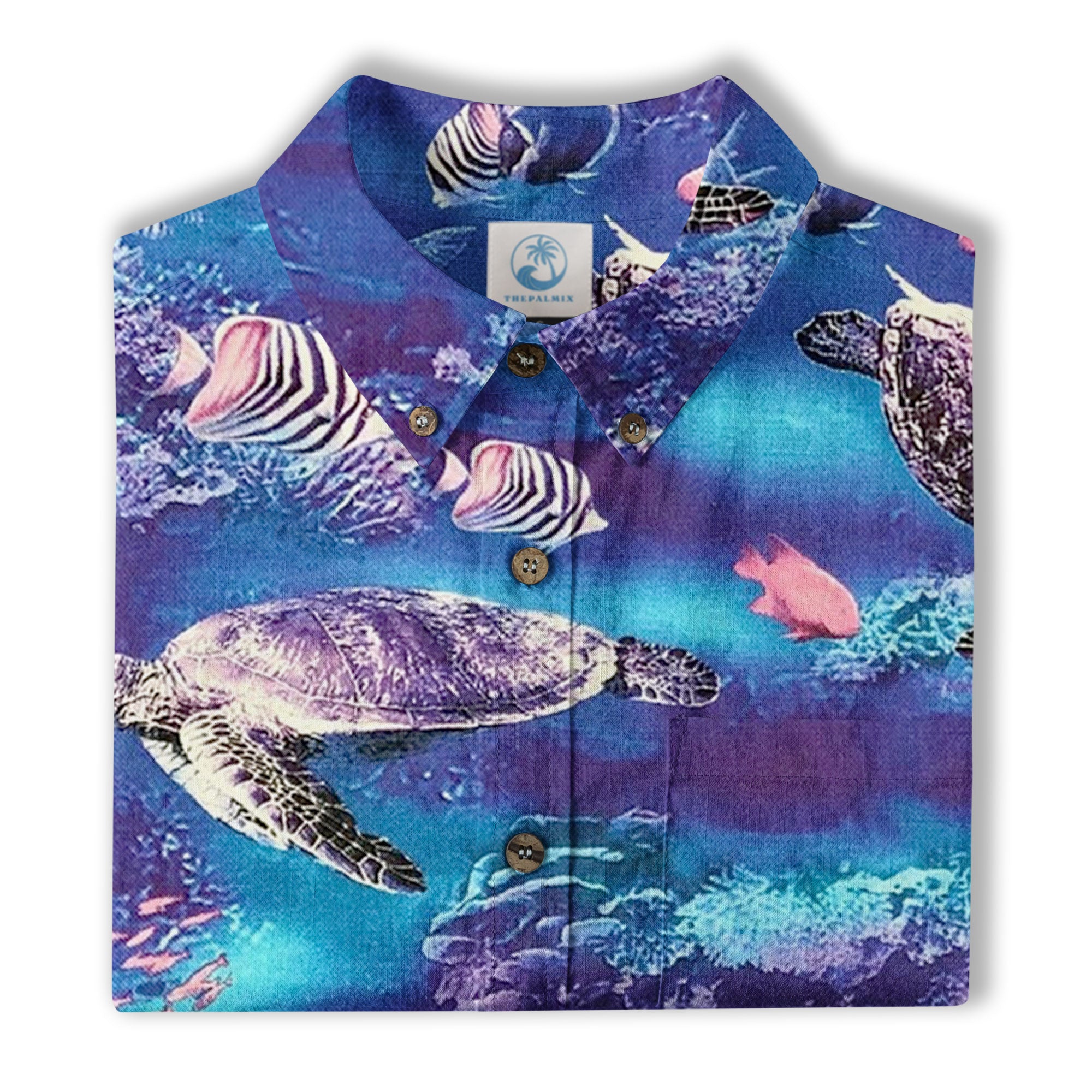 Turtle Mens Hawaiian Shirt, Turtle Casual Button Down Short Sleeve Aloha Hawaii Shirt - The Palmix