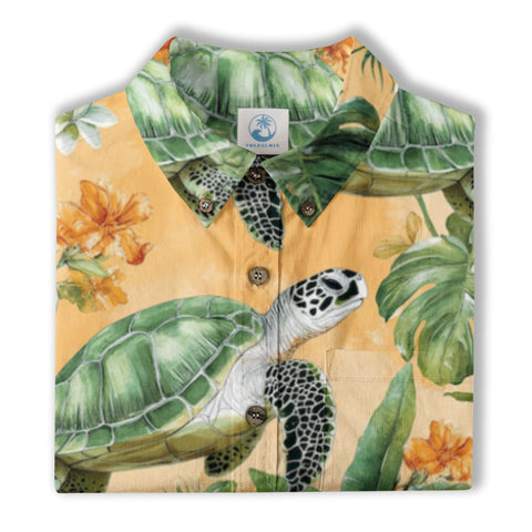 Tropical Turtle Hawaiian Shirts for Men Women, Sea Turtle Aloha Summer Beach Shirt - The Palmix
