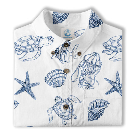 Sea Turtle Hawaiian Shirt, Aloha Summer Beach Button Up Shirt - The Palmix